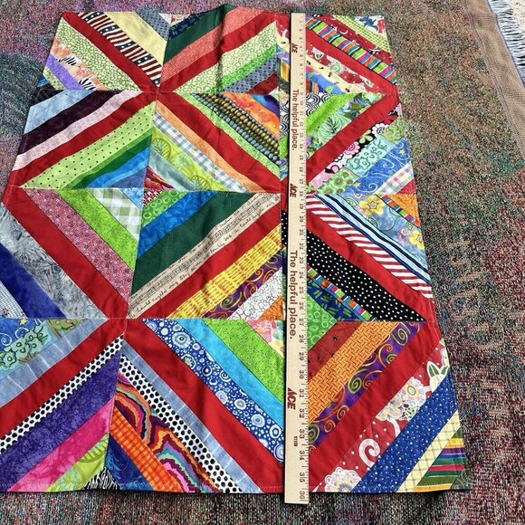 VTG Denton Texas Quilt Guild 26" x 36" Patchwork Diamond Denim Multicolor USA - Picture 10 of 10